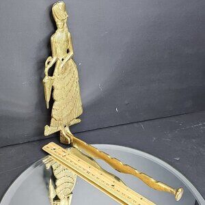 Vintage Solid Brass Woman Decorative Retractable Wall Clothes Hanger